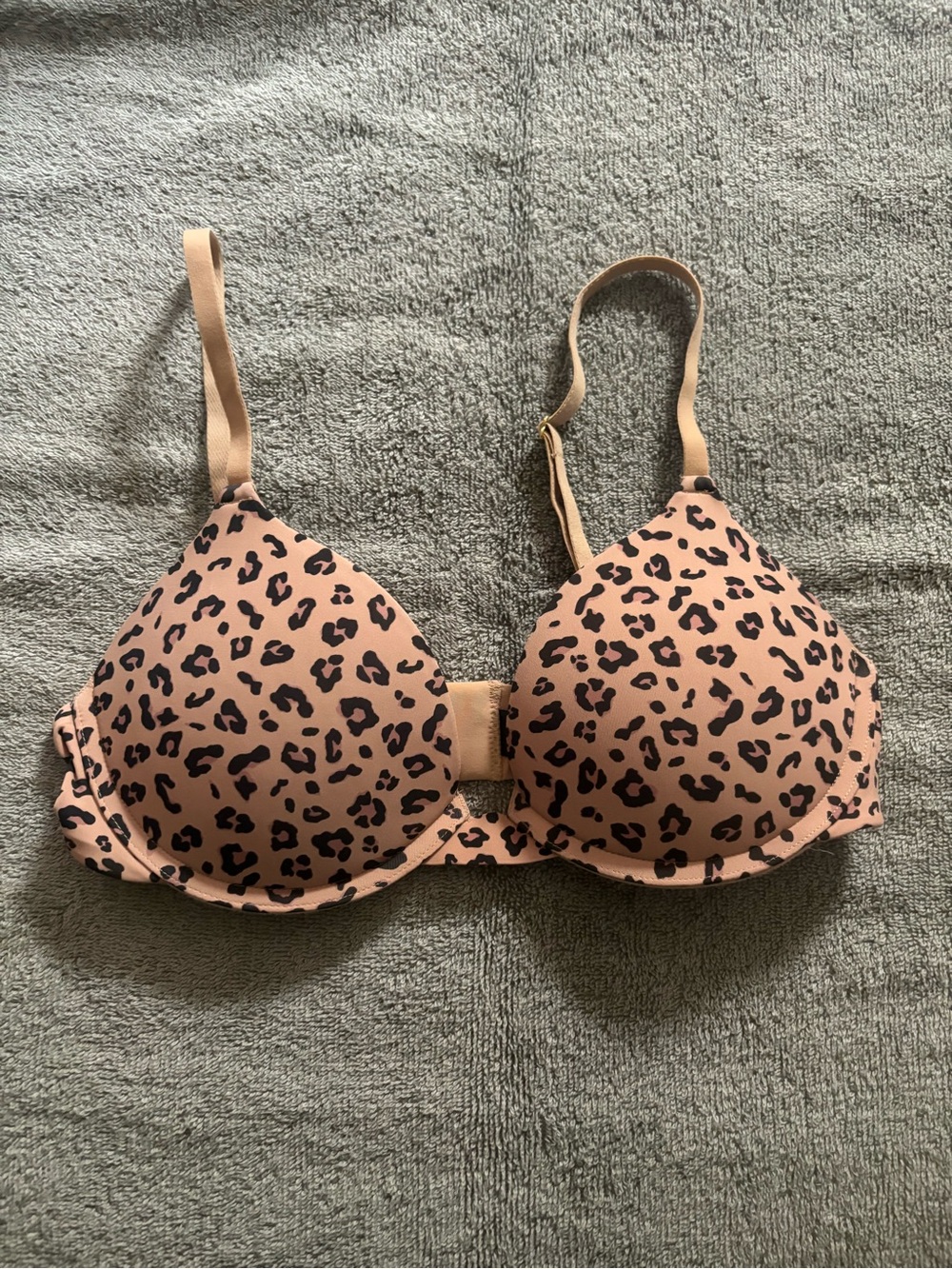 Pepper Lift Up Bra 34B  Leopard Print Padded Underwire Everyday Tan Black